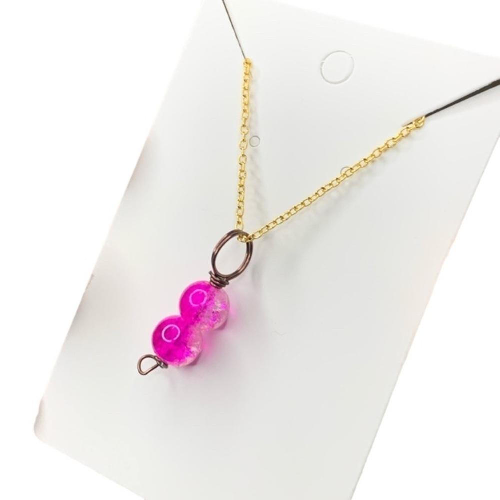 Pink glass handmade necklace